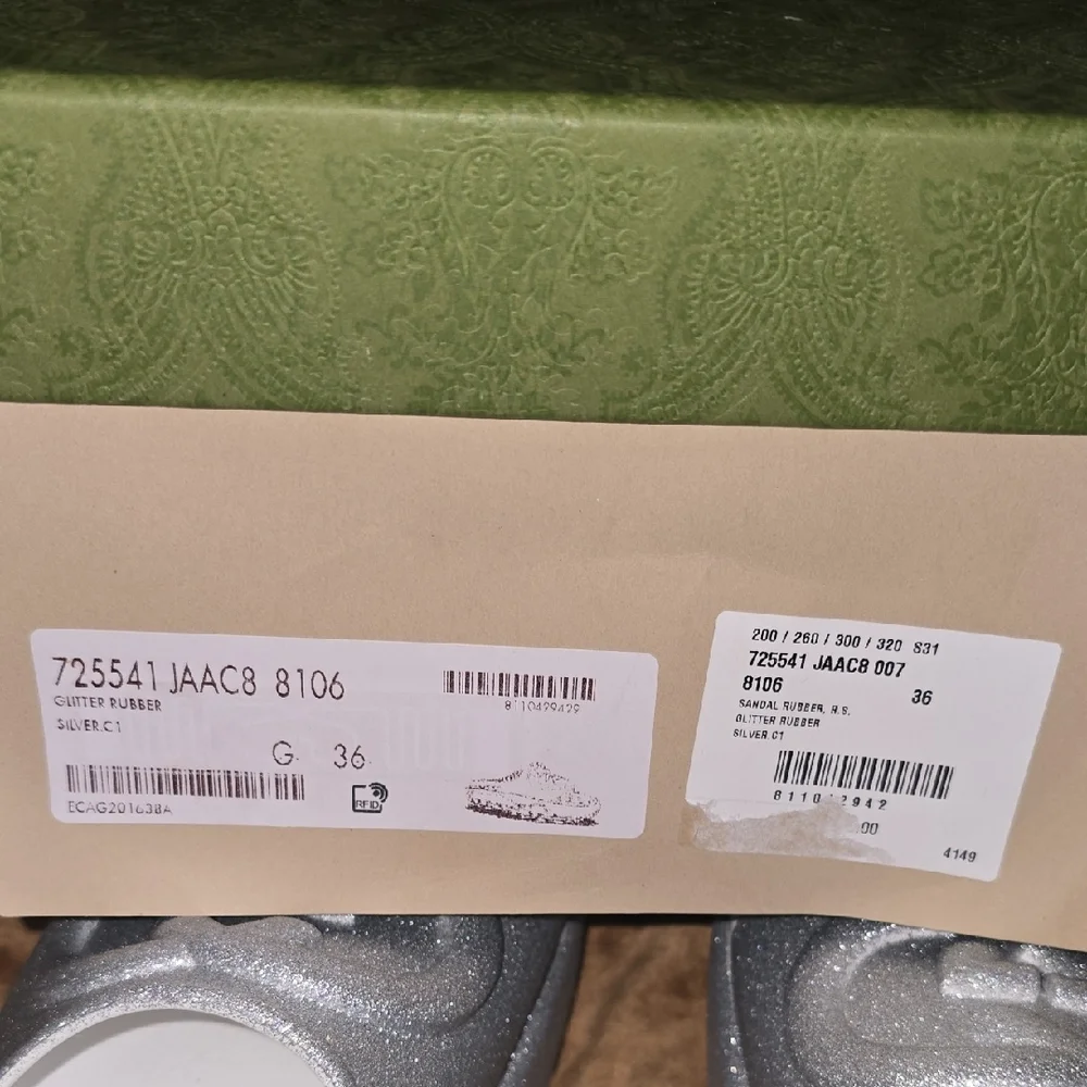 Gucci Glitter RubnerSandals with Embossed GG Logo Size 36(6) Womans - Picture 8 of 11